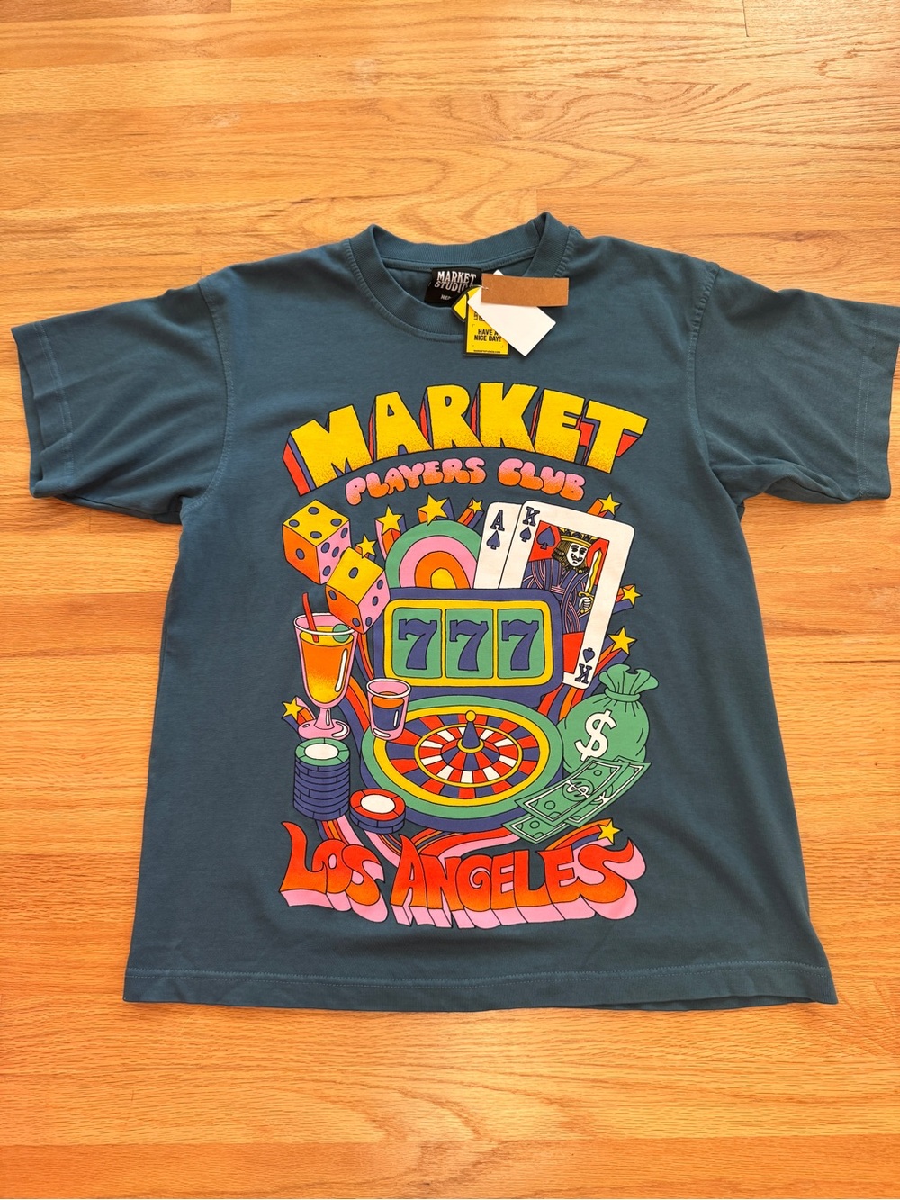 MARKET Players Club Los Angeles Casino 777 Skull Graphic Logo Tee Size m